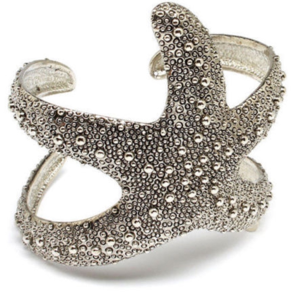 Starfish Cuff Bracelet Silver Plated